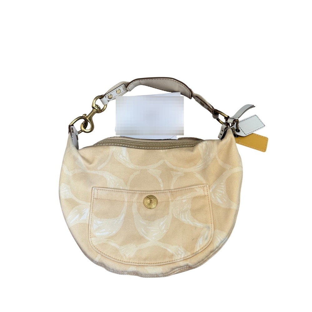 Coach Scribble Hobo Signature C Canvas Cream Beige Womens Y2K Bag L05J-1324